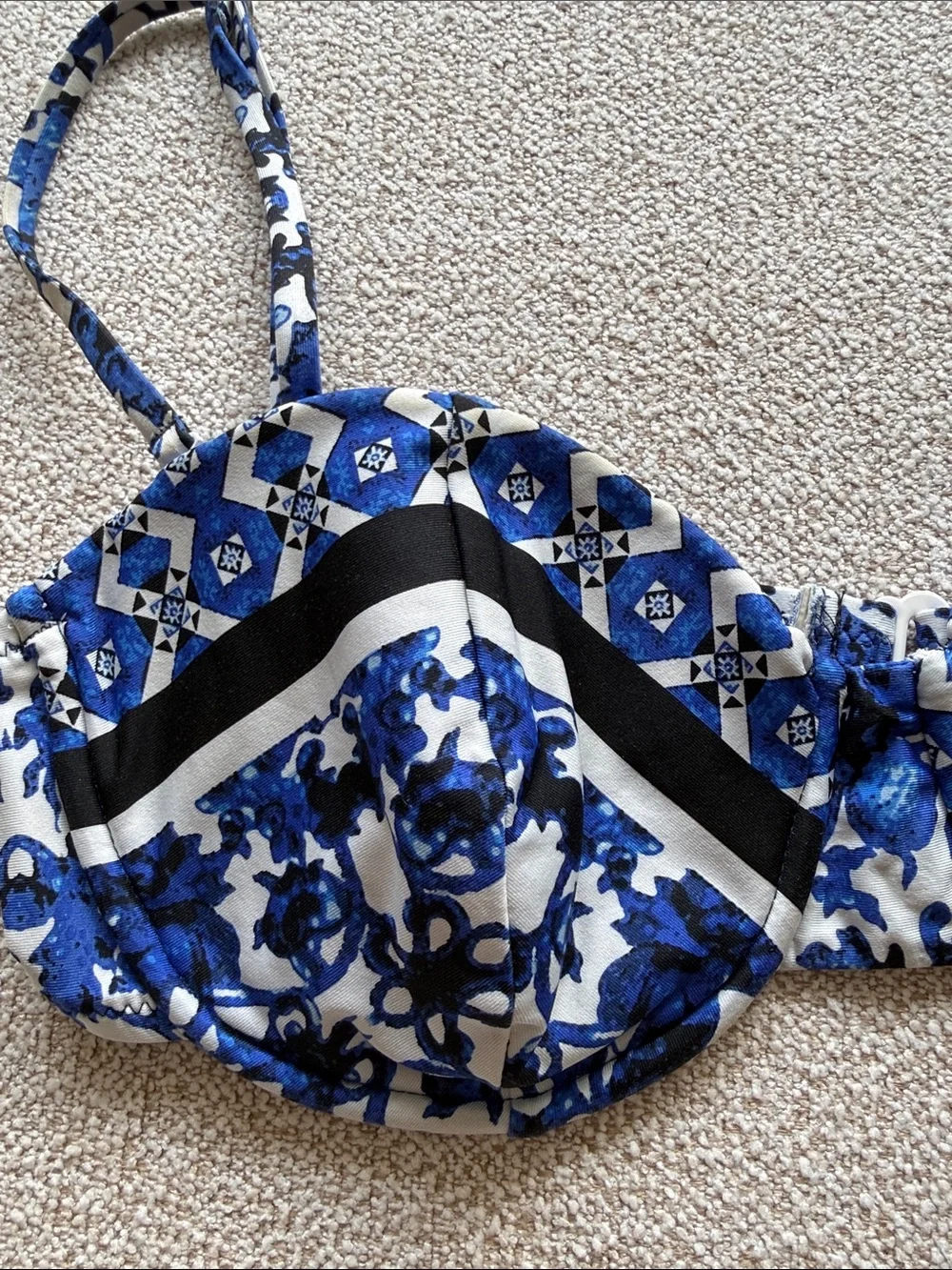 Nanette Lepore Blue and White Floral Underwire Bikini Top